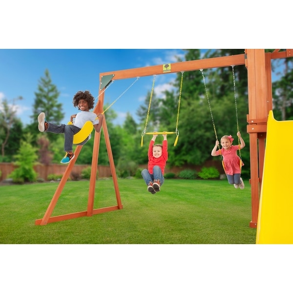 Swing set with sandbox clearance