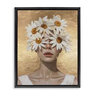 Stupell Daisy Adorned Woman Framed Floater Canvas Wall Art Design By ...