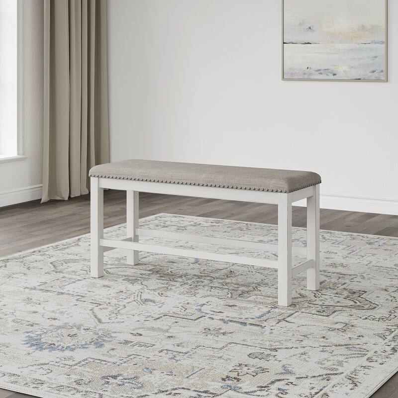Signature Design by Ashley Robbinsdale White/Gray 49" Counter Height Dining Bench - 48.75"W x 17.25"D x 24.5"H