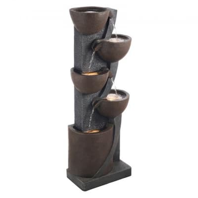 Outdoor Jar Shaped 5-Tier Water Fountain with LED Lights and Soothing Water Sounds - 18.11” x 9.84” x 49.61”