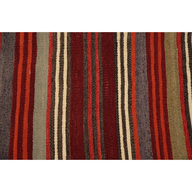 Hand Woven Oriental 100% Wool Carpet Southwestern Geometric Multi-Colored Kilim Area Rug - 10' 4'' X 5' 4''