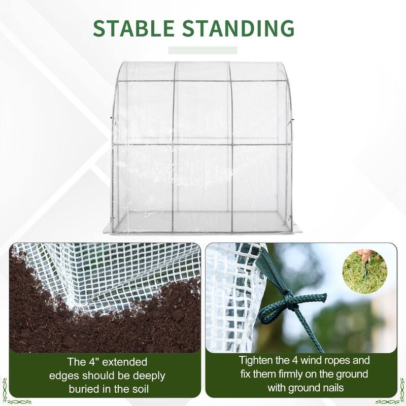 Outsunny Walk-In Space-Saving Mini Greenhouse for Outdoors with Strong Reinforced PE Cover, Pop-Up Greenhouse Tent White
