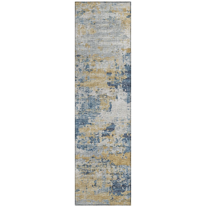 Indoor/ Outdoor Accord Modern Brushstrokes Polyester Washable Rug New