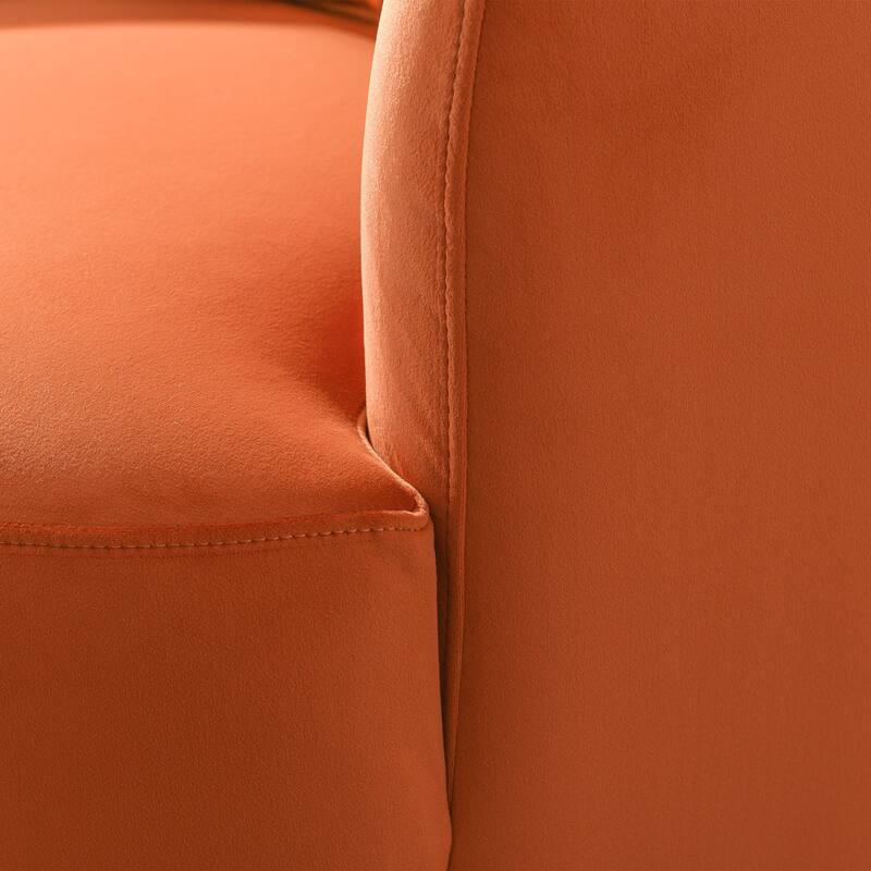 KINWELL 34" Wide Velvet Upholstered Swivel Accent Chair with Toss Pillow