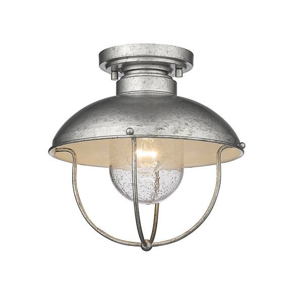 slide 1 of 5, Ansel 1 Light Outdoor Flush Ceiling Mount Fixture - Galvanized