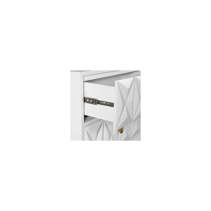 White Nightstand with Drawers - Modern Square Bedside Table for Bedroom Living Room - 30" Wide