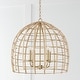 preview thumbnail 2 of 3, Wren 1-light Matte Brass Large Pendant w/ Handcrafted Rattan