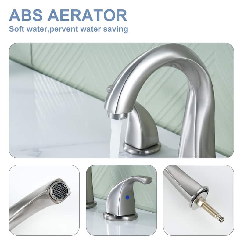WOWOW Gooseneck 8 in. Widespread Double Handle Bathroom Faucet