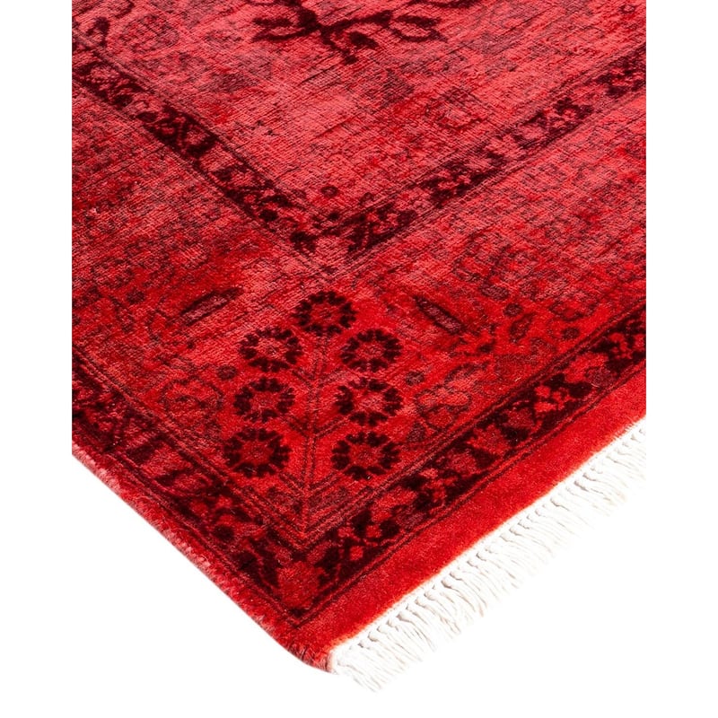 Fine Vibrance, One-of-a-Kind Hand-Knotted Runner Rug - Orange, 3' 1" x 9' 1" - 3' 1" x 9' 1"