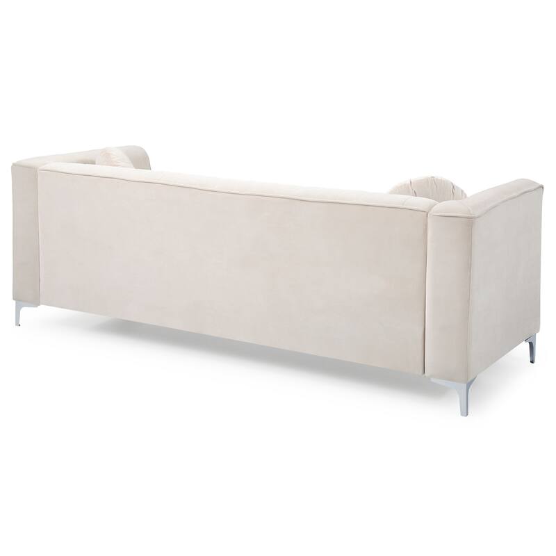 Ivory Velvet Sofa (2 Boxes)
