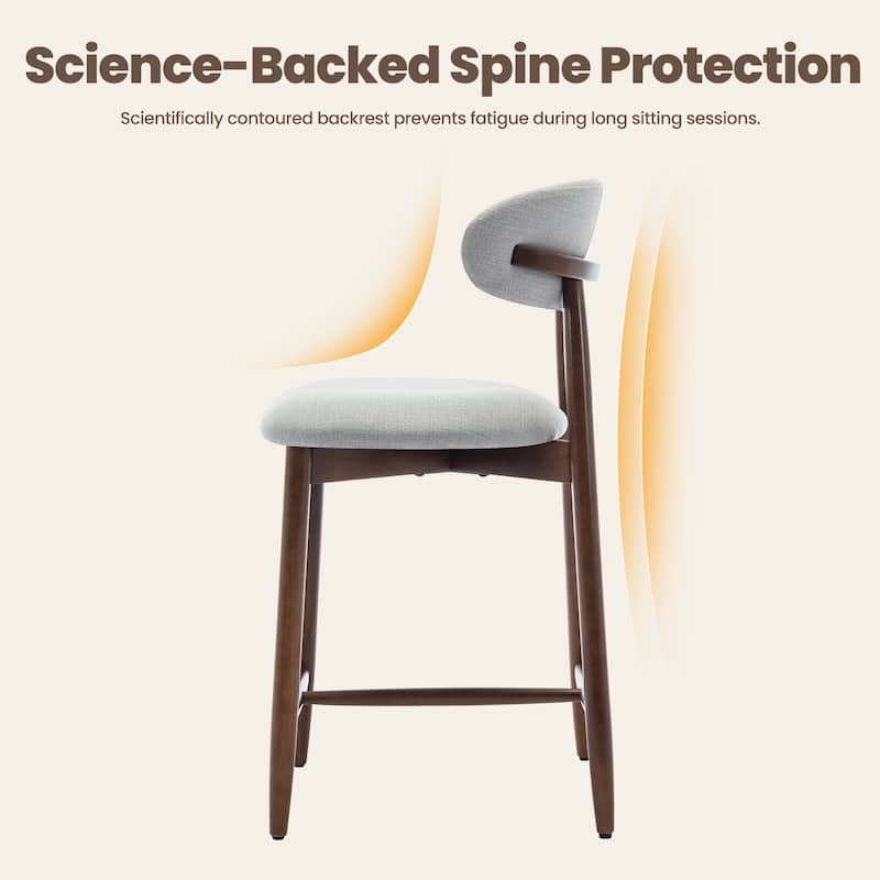 RENEWLINE Mid-Century Modern Upholstered Bar Stools with Backrest - Solid Wood Legs Counter Height Stools