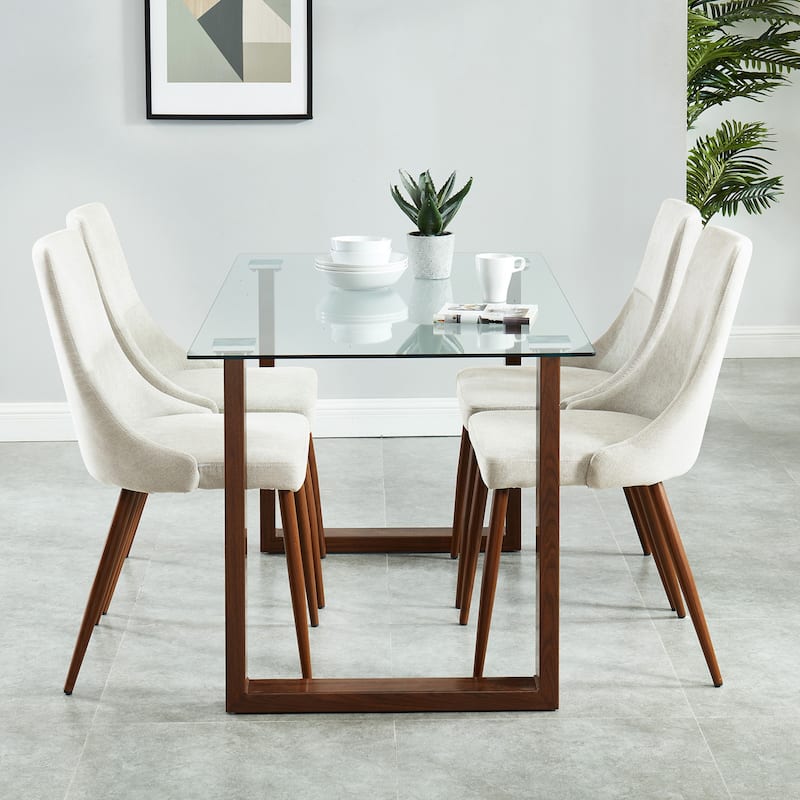 Mid-Century Fabric and Metal Dining Chair, Set of 4