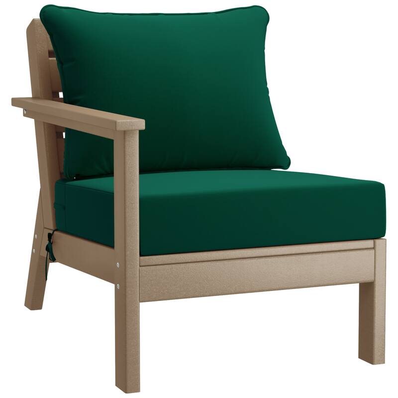 Birchwood All Weather HDPE Outdoor Patio Weathered Wood Deep Conversation Set (6-Piece Set)