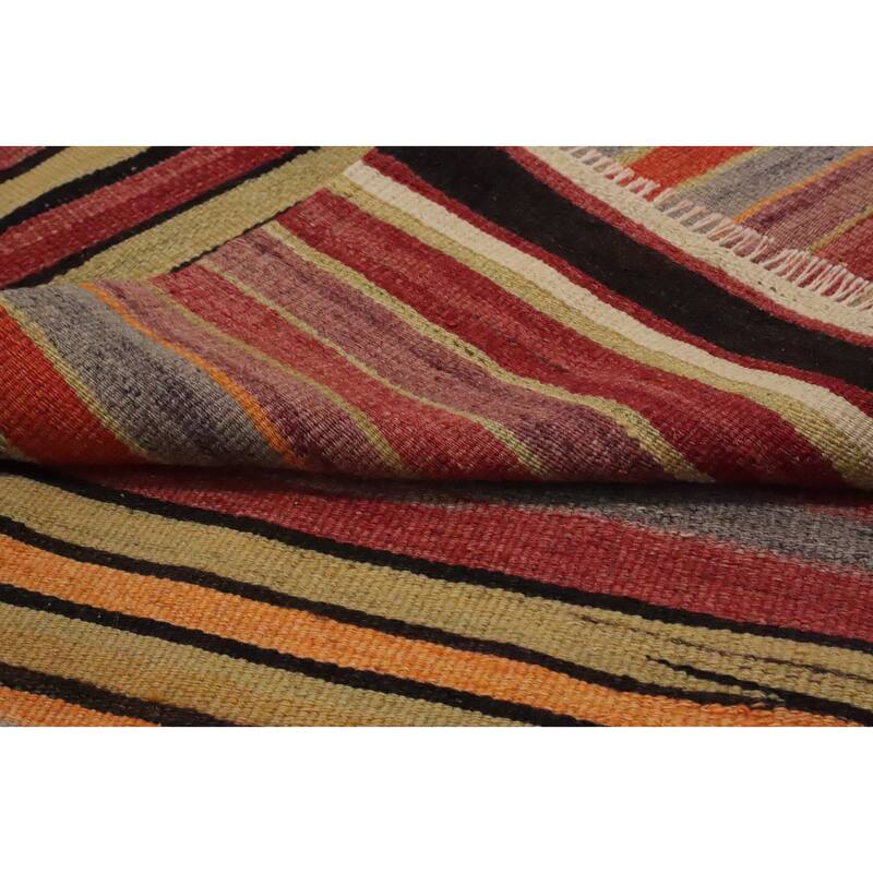 Hand Woven Oriental 100% Wool Carpet Southwestern Geometric Multi-Colored Kilim Area Rug - 6' 8'' X 4' 8''