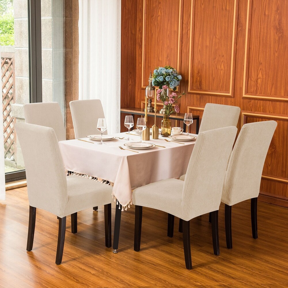 Subrtex stretch textured best sale grain dining chair slipcover