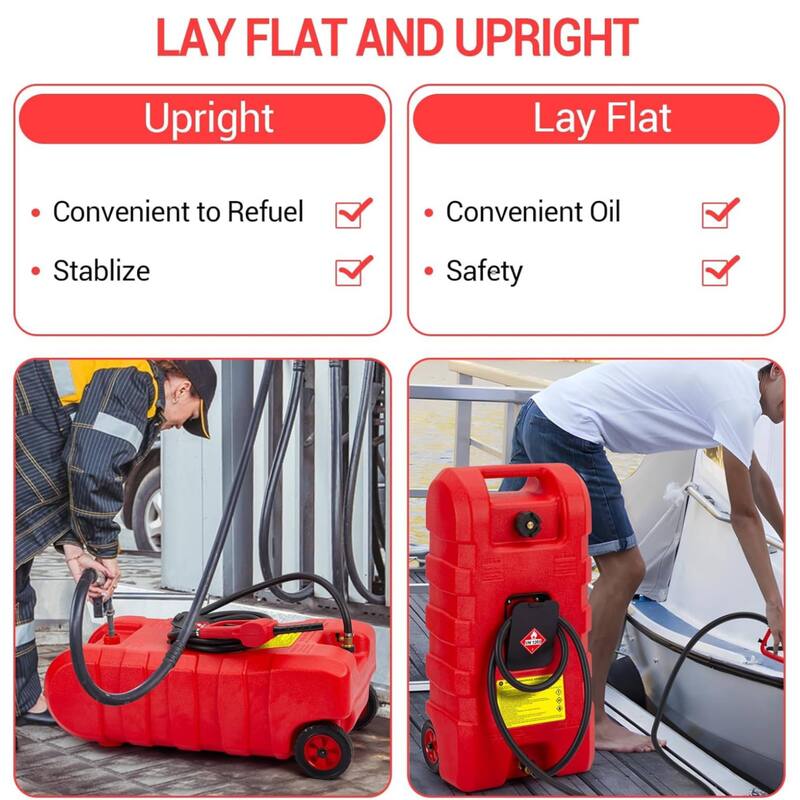 Portable 16 Gallon Gas Can & Fuel Caddy Gas Tank on Wheels