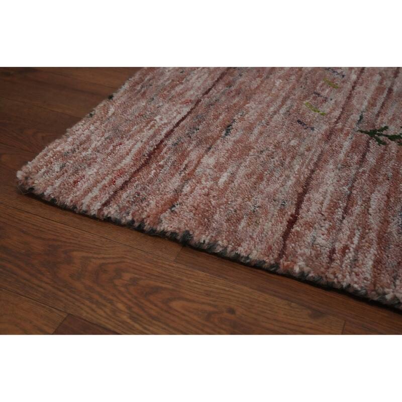 Hand Knotted Oriental 100% Wool Carpet Tribal Animal Pictorial Oranges & Rust Gabbeh Area Rug - 11' 3'' X 8' 9''