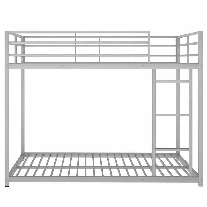 Full over Full Metal Bunk Bed, Low Bunk with Ladder, Sturdy Frame and Full-Length Guardrail, Ideal for Small Spaces