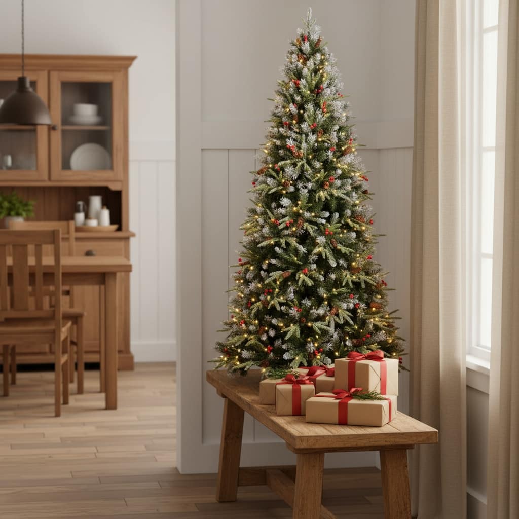 HomeRoots 4' Pre Lit Full Fir Christmas Tree With Decorations - Green - 32.00 in. x 48.00 in. x 32.00 in.