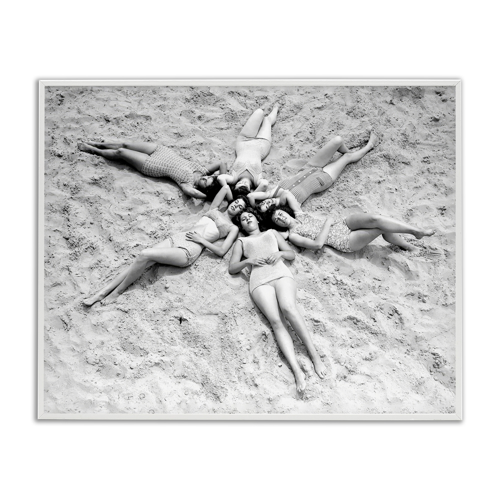 Stupell Women on Beach in Star Shape Framed Giclee Art Design By Arlington Prints