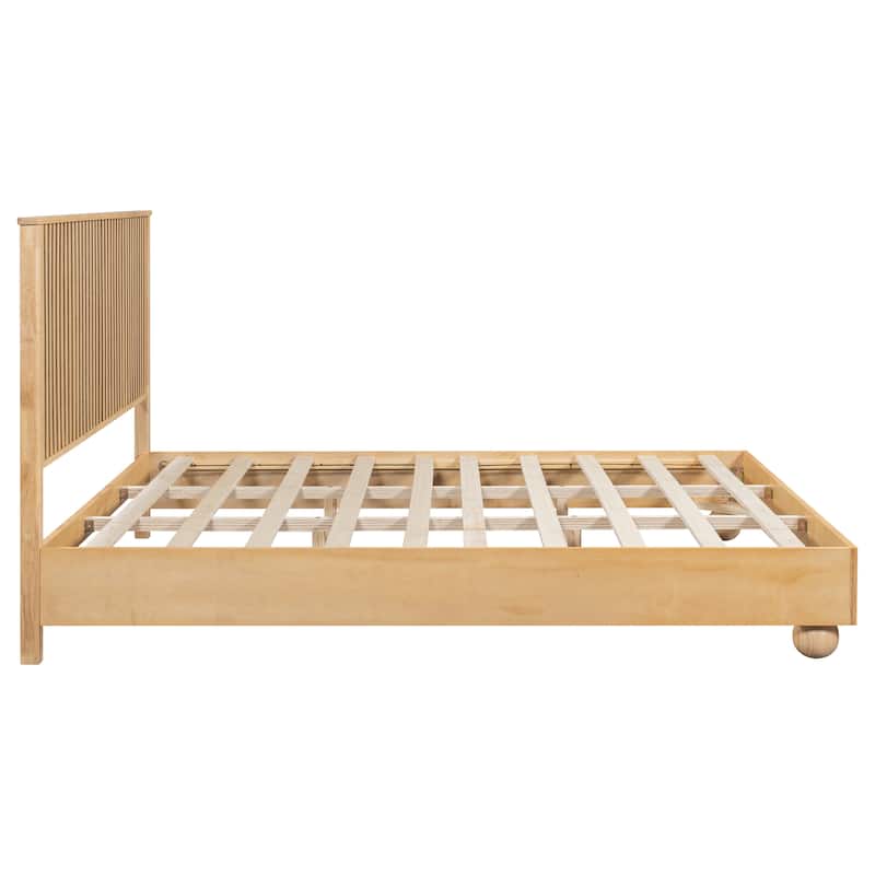 Christopher Knight Home - Anna Natural Wood Bed Frame With Reeded Headboard