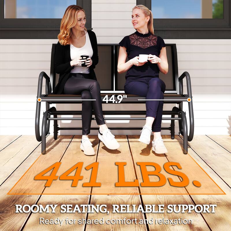 Outsunny 2-person Black Outdoor Double Rocker Glider Bench