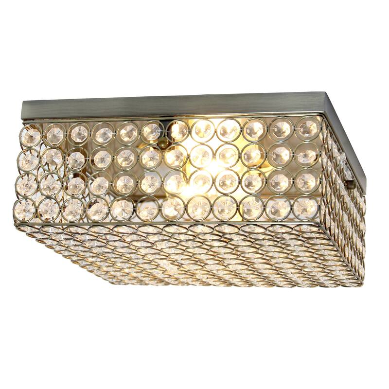 Modern 12" Brass Flush Mount Ceiling Light - 2 Light Fixture for Hallway, Bedroom, Living Room - 12
