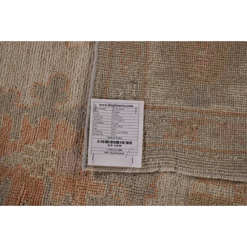 Vegetable Dye Oushak Area Rug Handmade Oriental Wool Carpet - 8'7" x 11'7"
