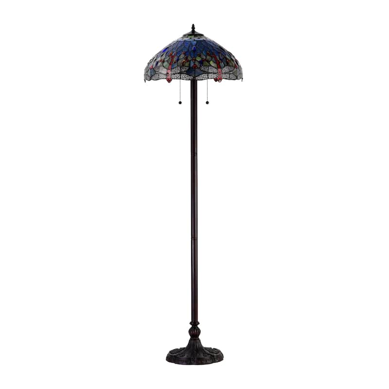 Copper Grove Simeonov Tiffany-style Blue Dragonfly Floor Lamp