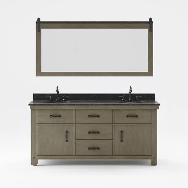 slide 1 of 14, Aberdeen Double Sink Countertop Vanity with Large Barn Mirror &Faucet