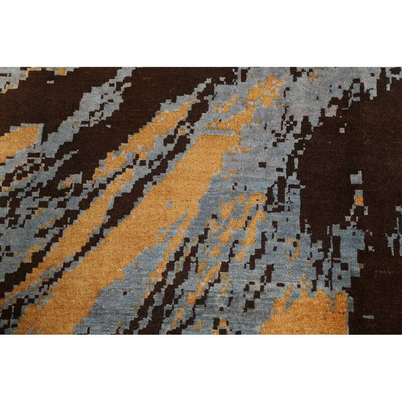Contemporary Abstract Vegetable Dye Area Rug Hand-knotted Wool Carpet - 6'9" x 9'8"
