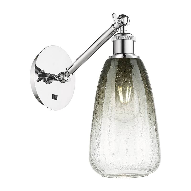 Innovations Lighting 317-1W-13-6 Brookhaven Almond Sconce Brookhaven - Polished Chrome / Slate