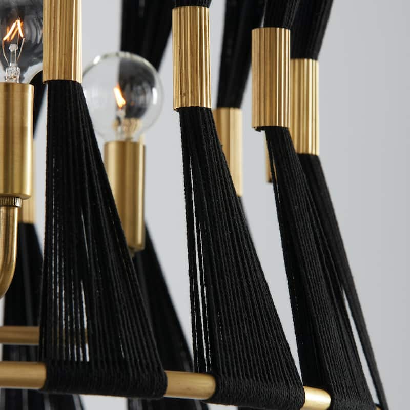 Bianca 24.5" 6-light Patinaed Brass/ Tapered String Pendant