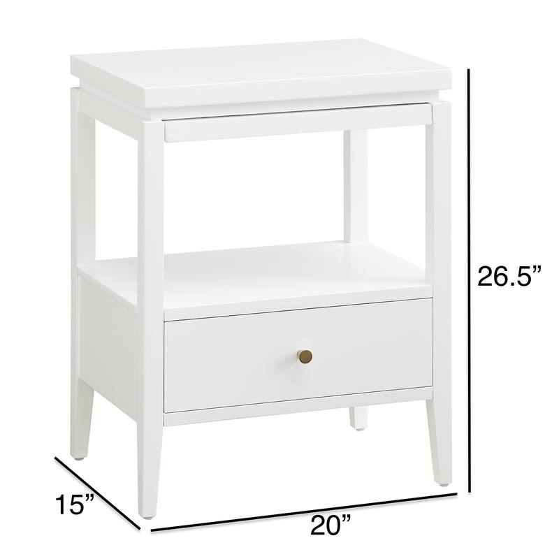 Modern Nightstand with Drawer and Floating Shelf Tapered Legs Design