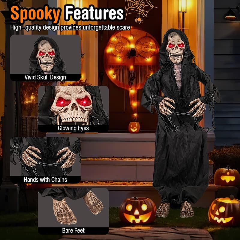 Gymax Halloween Animatronics Animatronic Sitting Skeleton Halloween