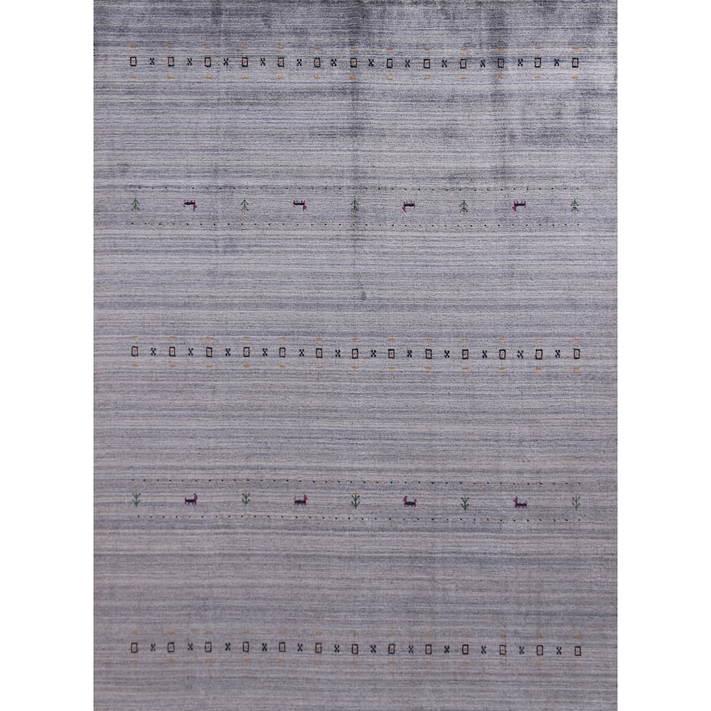 Hand Knotted Oriental 100% Wool Carpet Tribal Tribal Multi-Colored Gabbeh Area Rug - 9' 8'' X 7' 10''