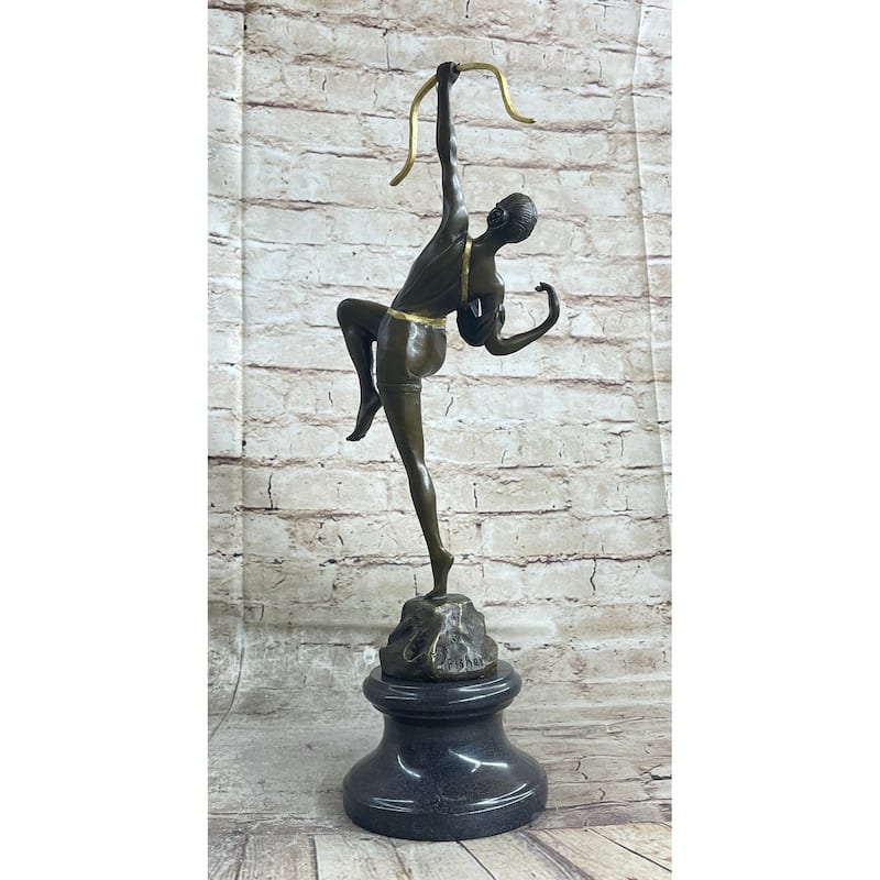 Artemis Diana The Huntress As An Archer Art Deco Bronze Sculpture Statue Marble Base