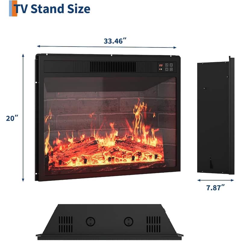 23" Electric Fireplace, Remote & Touch Control, Ultra-Thin Wall Mounted or Recessed