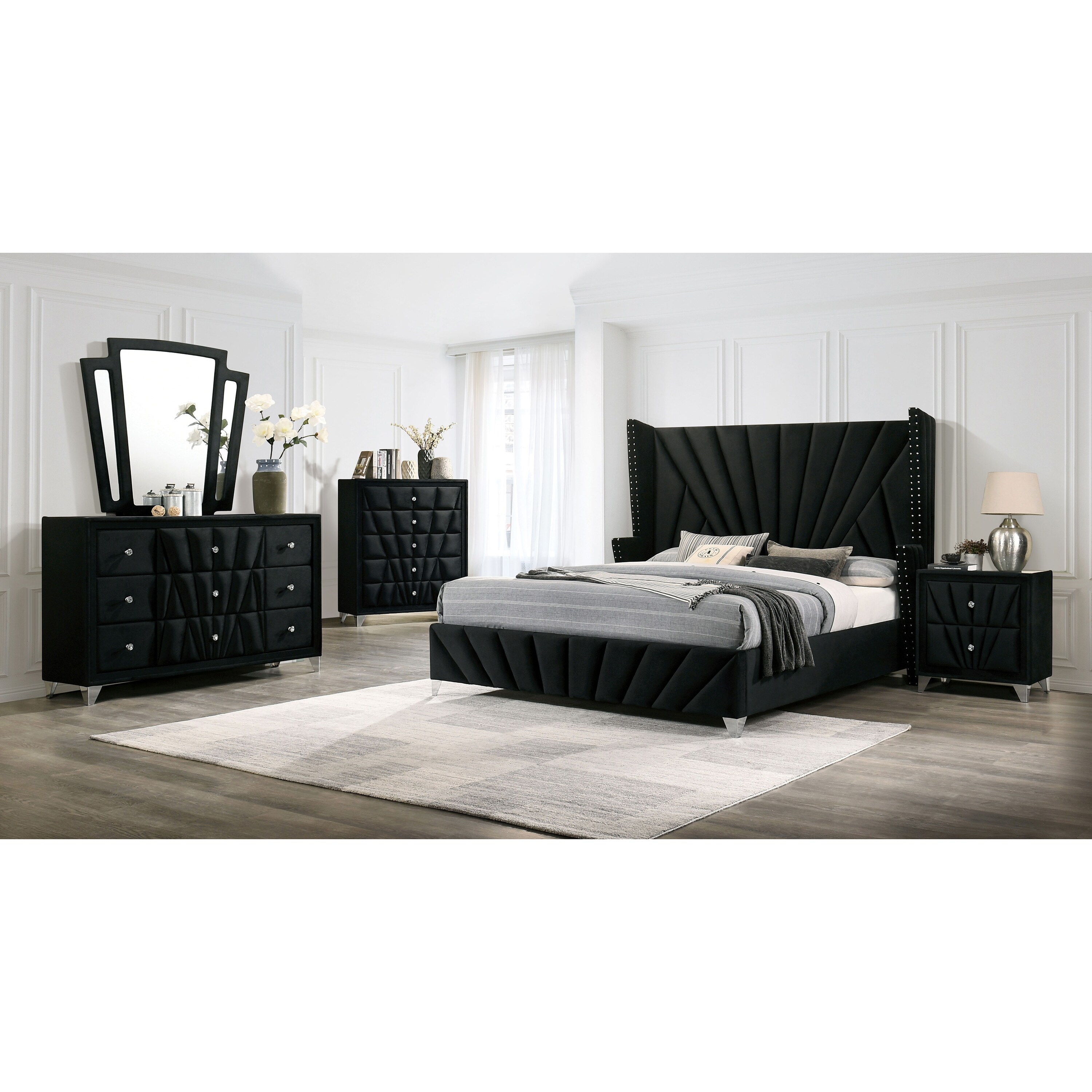 Furniture of America Ambrilla 46 in. Satin Plated and Black High
