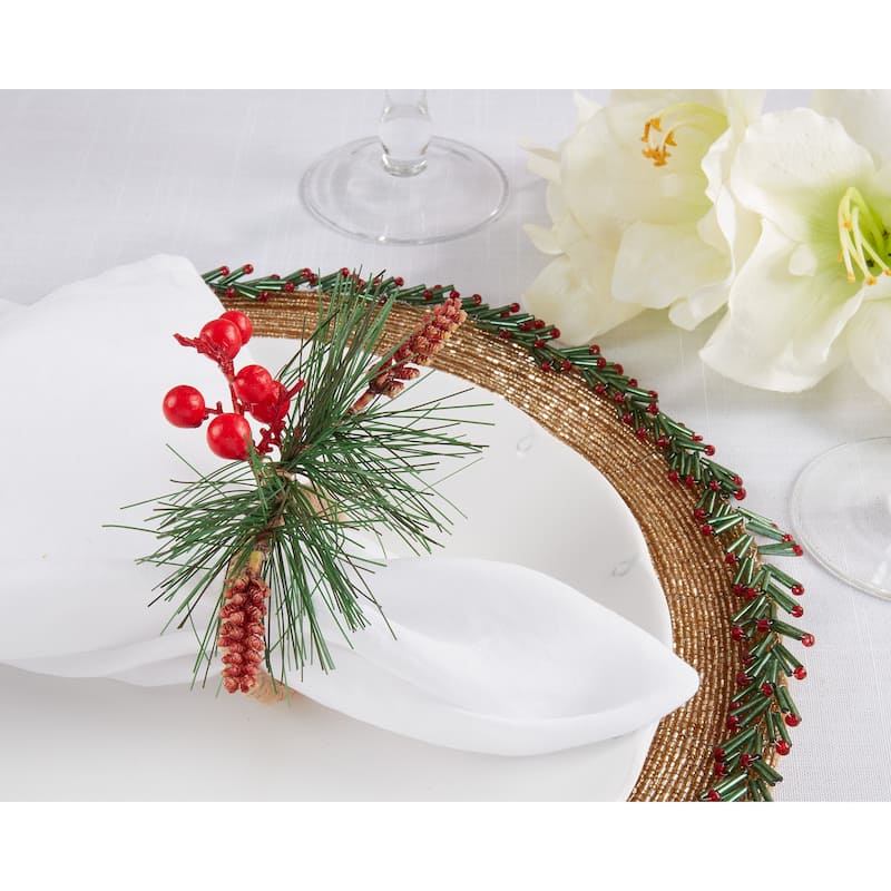 Winterberry Red Napkin Ring (Set of 4) - Multi
