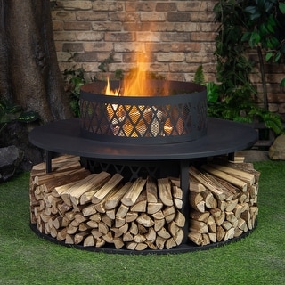 Deko Living 38 Inch Steel Wood Burning Fire Pit - Bed Bath