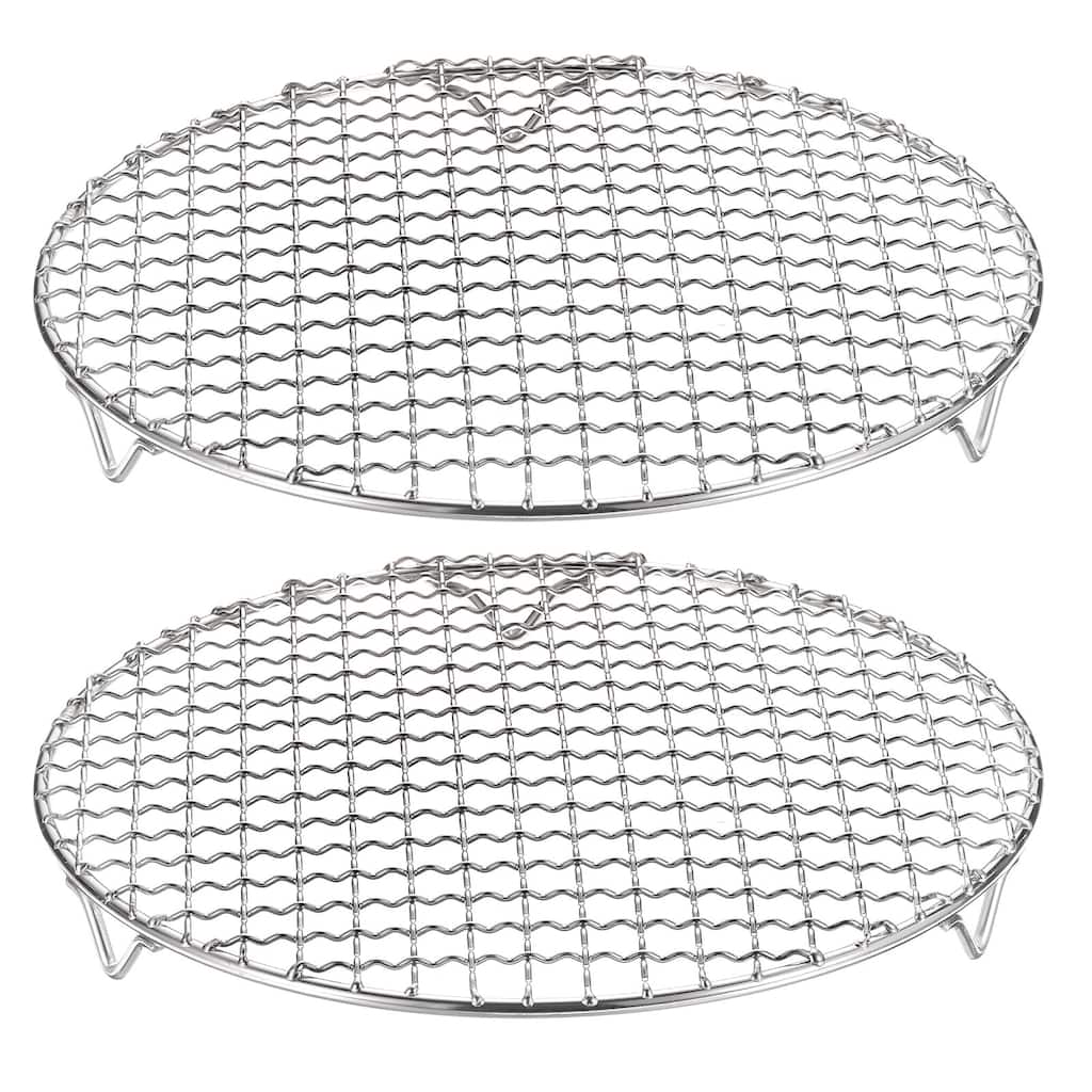 2pcs Round Cooking Rack 9.6" 201 Stainless Steel Barbecue Grill with 20mm Legs - 9.6 Inch