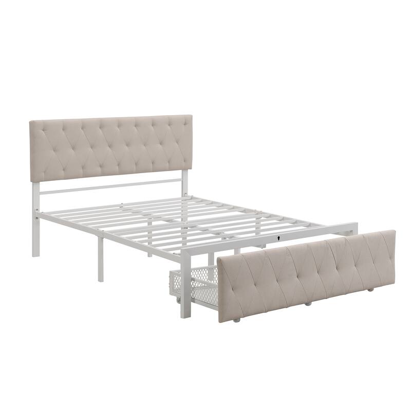 Storage Bed Metal Platform Bed with a Big Drawer