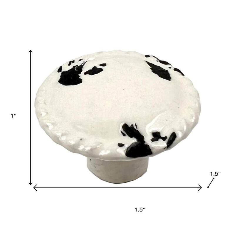 HomeRoots Set of Six White Ceramic Drawer Pull Knobs - 1.50 in. x 1.00 in. x 1.50 in.