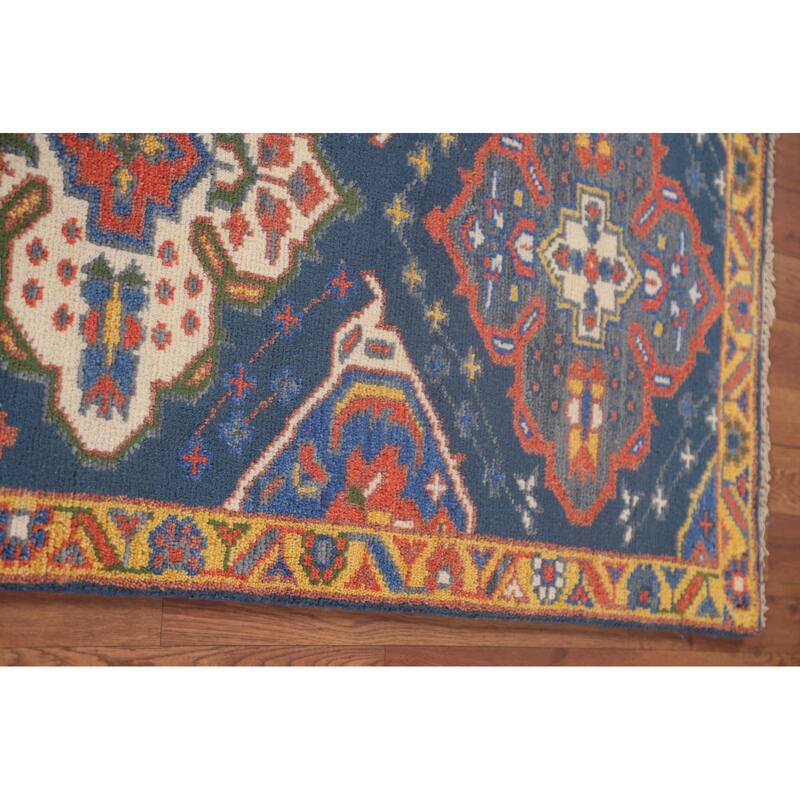 Blue Kazak Oriental Runner Rug Wool Carpet - 2'7"x 9'9"