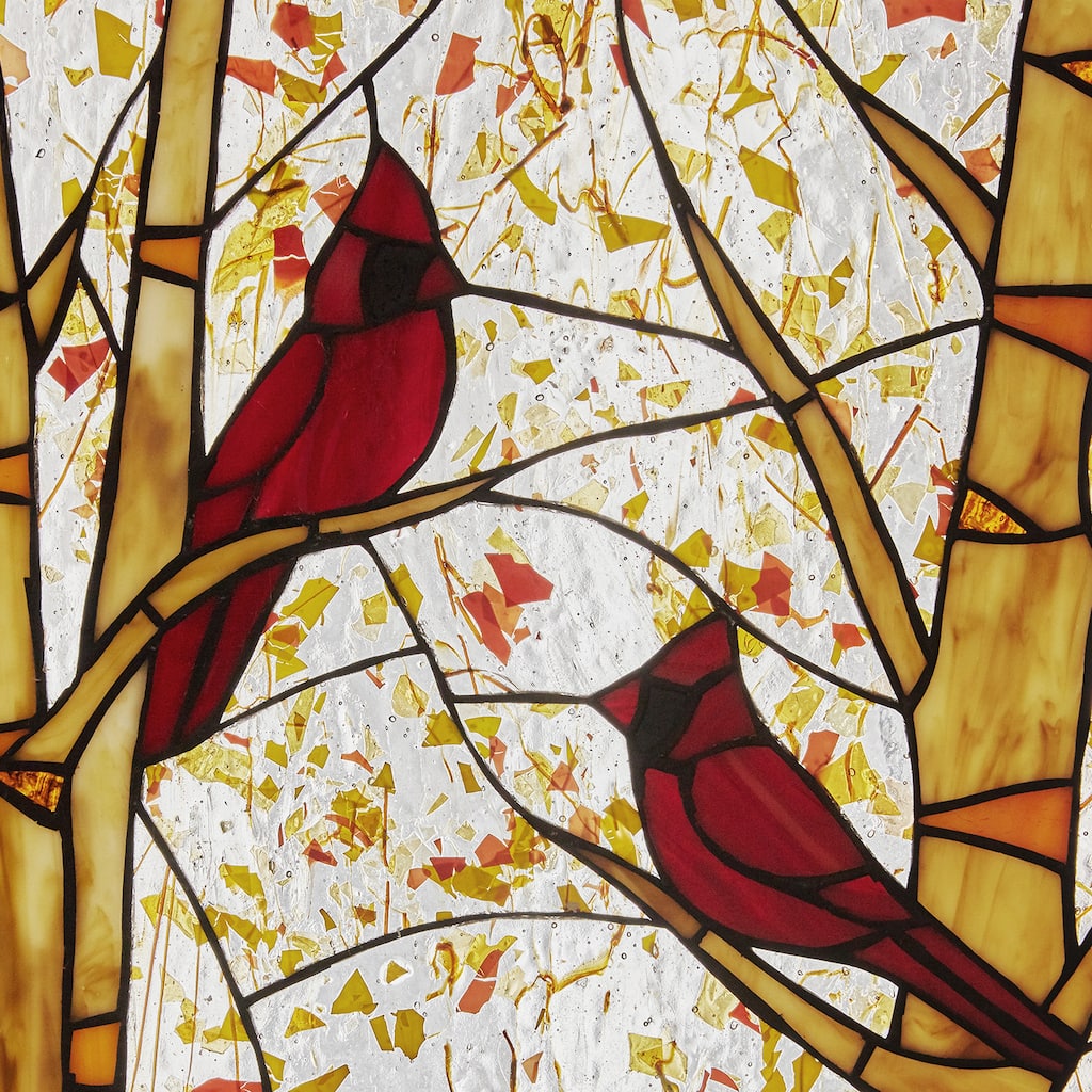 River of Goods Cardinal River of Goods Multicolored Stained Glass Square Window Panel - 14" x 0.25" x 14"