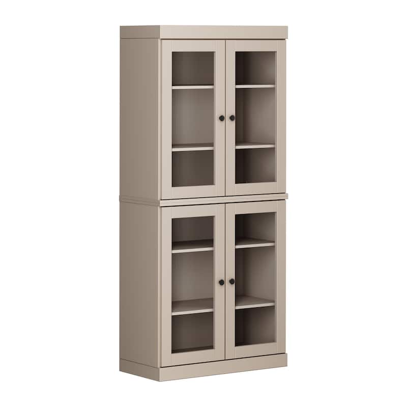 Palace Imports 100% Solid Wood Pantry Cabinet with Frosted, Clear Glass or Solid Doors and Adjustable Shelves