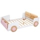 preview thumbnail 5 of 8, Full Size Car-Shaped Platform Kids Bed Frame with Soft Cushion Headboard, Built-in Footboard Shelves, and Fun Design, White