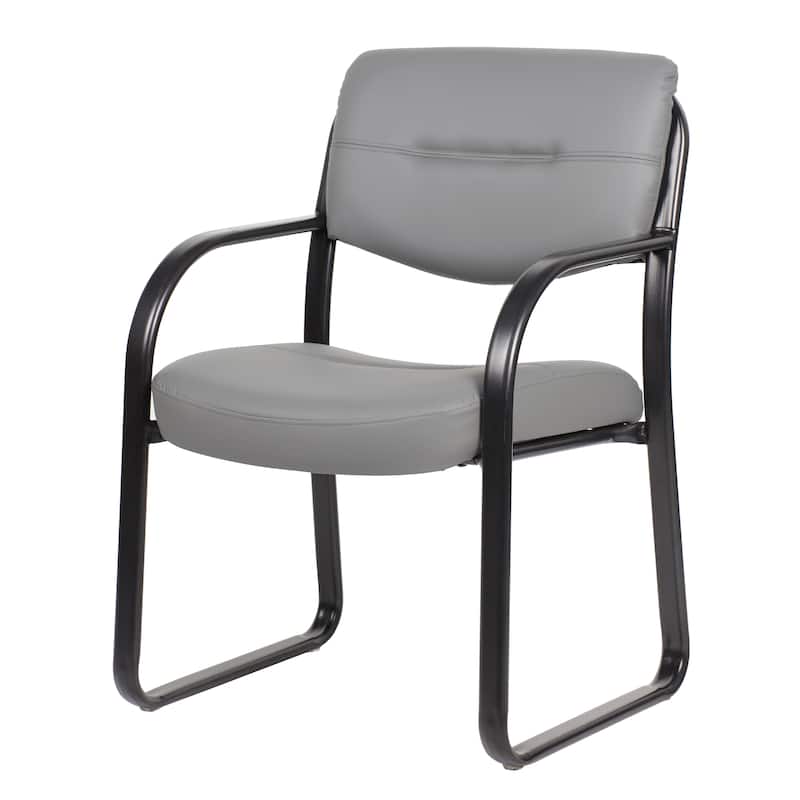 Boss Leather Sled Base Side Chair