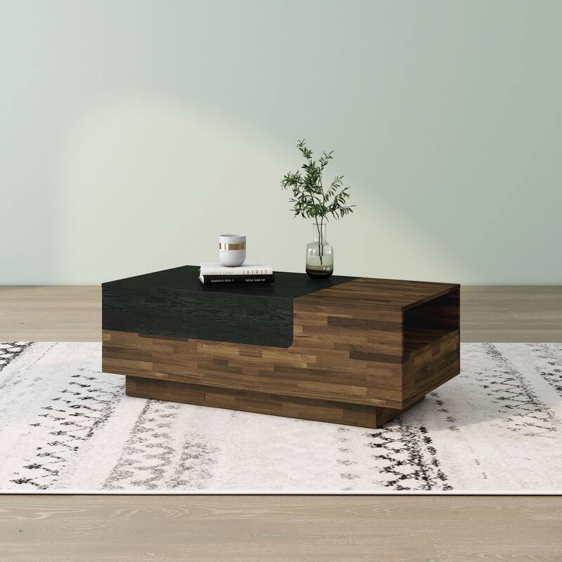 DH BASIC Transitional Brown 47-inch 1-shelf Coffee Table with Sliding Top by Denhour